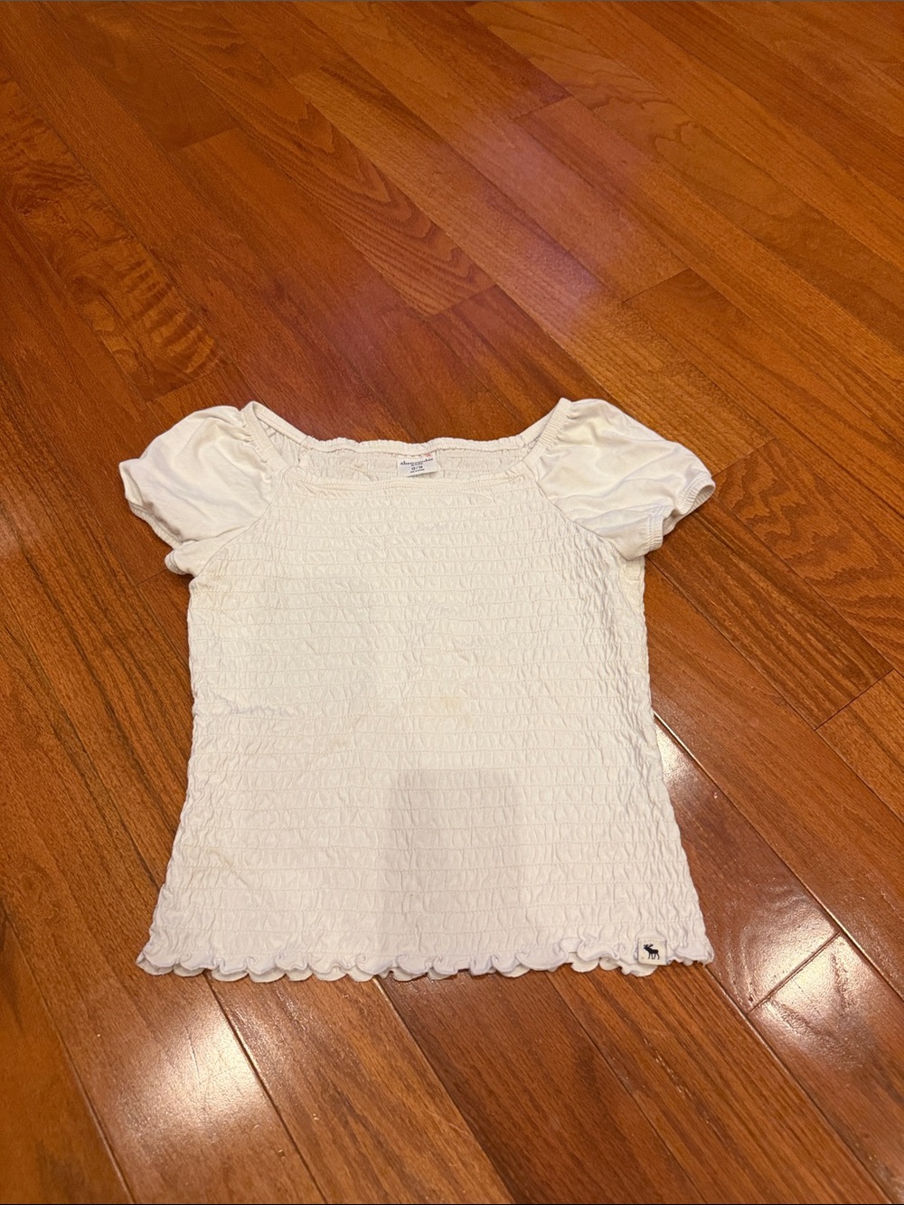 abercrombie kids White Smocked Short Sleeve Top
